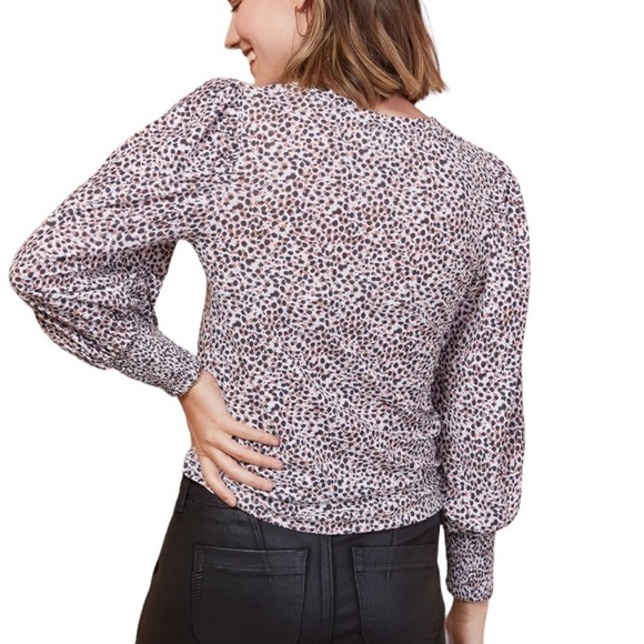 Nation LTD Loren Spotted Smocked Puff Balloon Sleeve Tee - XS - Picture 3 of 16